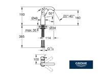 MEDIDAS MONOMANDO LAVABO ESSENCE GROHE